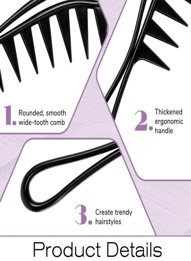 Macuezu 2 Pcs Wide Comb for Curly Hair, Large Shark Teeth Hair Combs, Wide Tooth Comb, Anti-Static Black Hairs Styling Hairstyle Tool, Barber Salon - Image 4